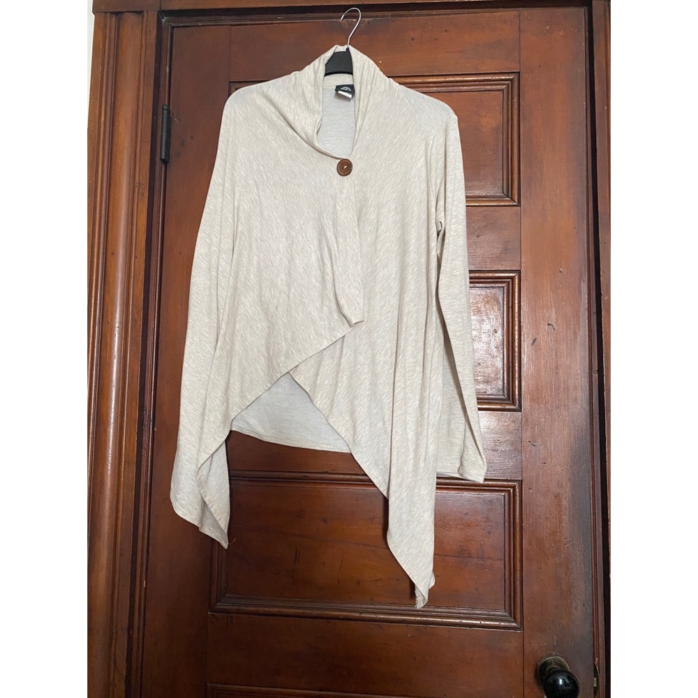 Beige wrap sweater with button